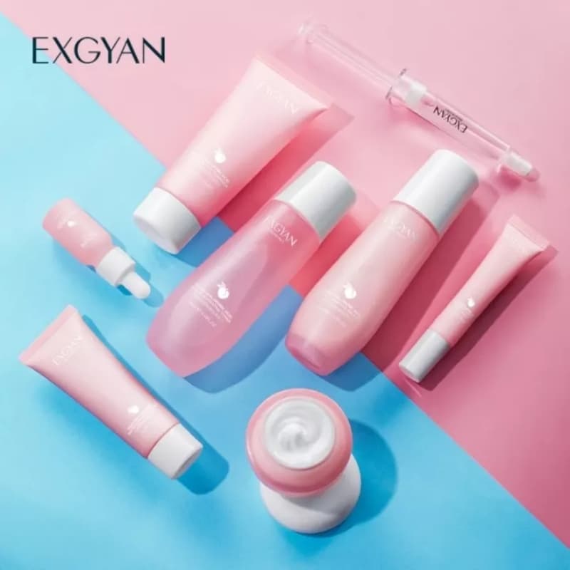 EXGYAN peach skincare set..it consists of cleanser..toner..eye cream...face